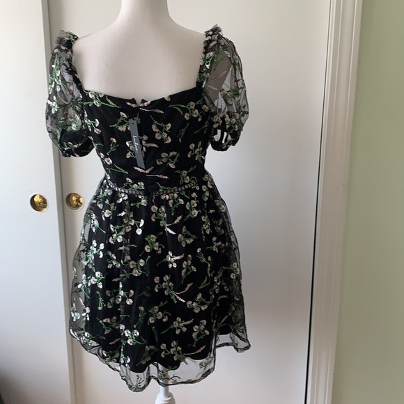 NWT Lulus Radiant Love Black Embroidered Skater Dress S - Picture 10 of 14